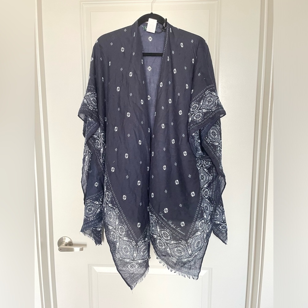 LRL Blue and White patterned Shawl